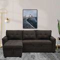 Black Air Leather L-Shaped Sleeper Sectional Sofa with Storage Chaise B331843