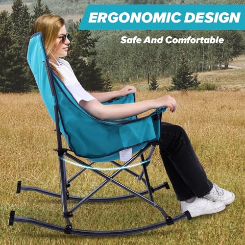 Oversized Padded Rocking Camping Chair with Cooler Bag R636407