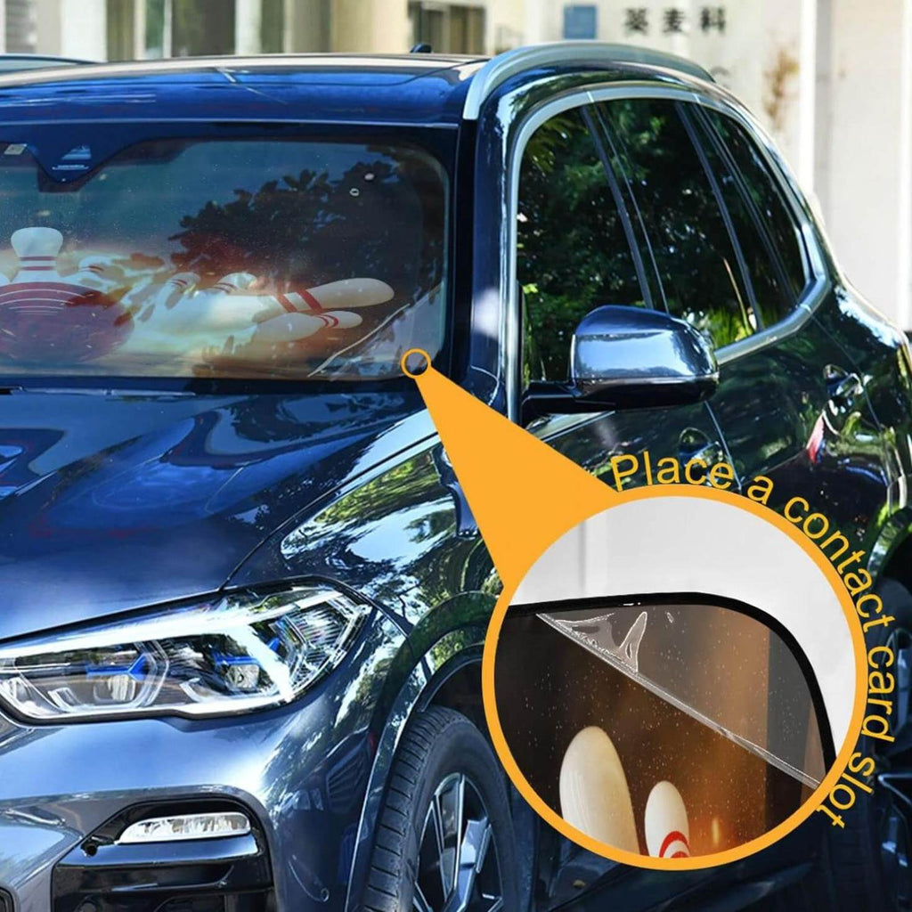 Bowling Strike Hit Fire Explosion Windshield Sun Shade 55×27.6in W585000