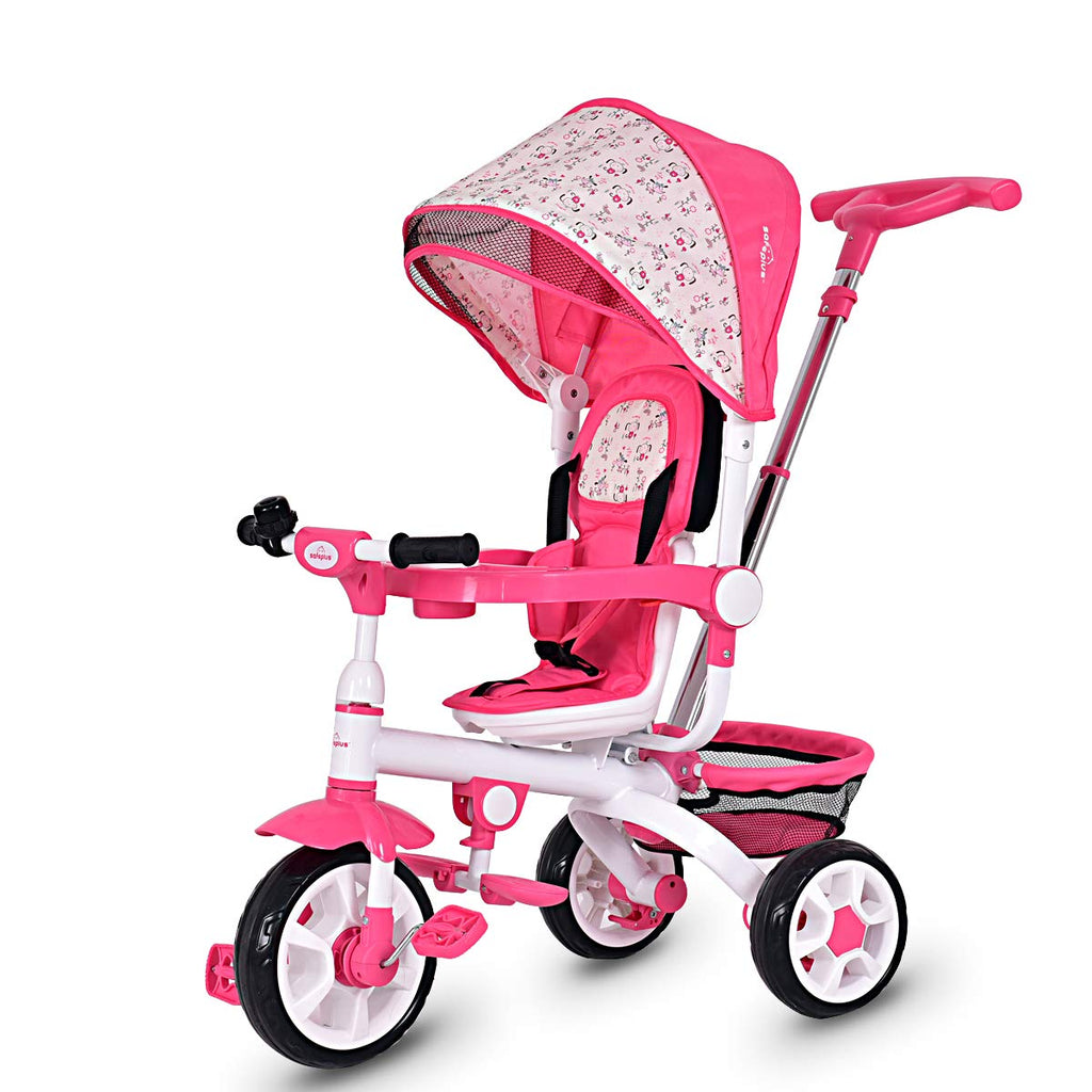 Pink 4 in 1 Baby Push Tricycle Stroller U31460