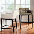 Dark Espresso Performance Linen Bar Height Counter Stool with Arms T9181