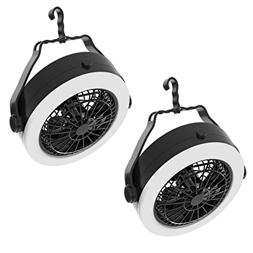 2-in-1 Camping Lantern with Fan Set of 2 Portable Rechargeable K760