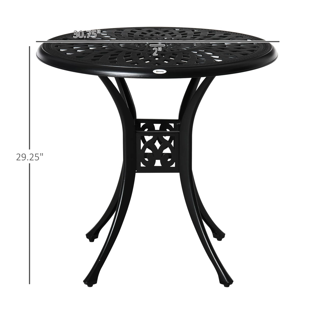 30 Round Patio Dining Table with Umbrella Hole, Black X826556