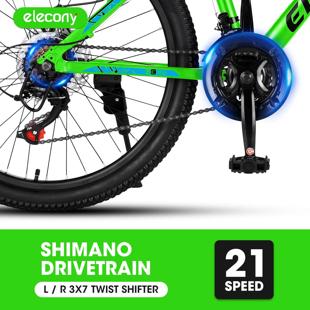 24 Green Aluminum Mountain Bike with Disc Brakes J1247
