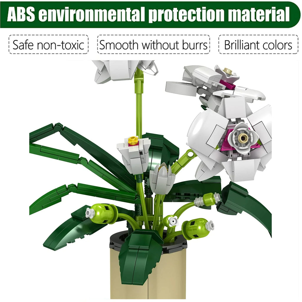 White Orchid Flower Bonsai Building Block Set E10797