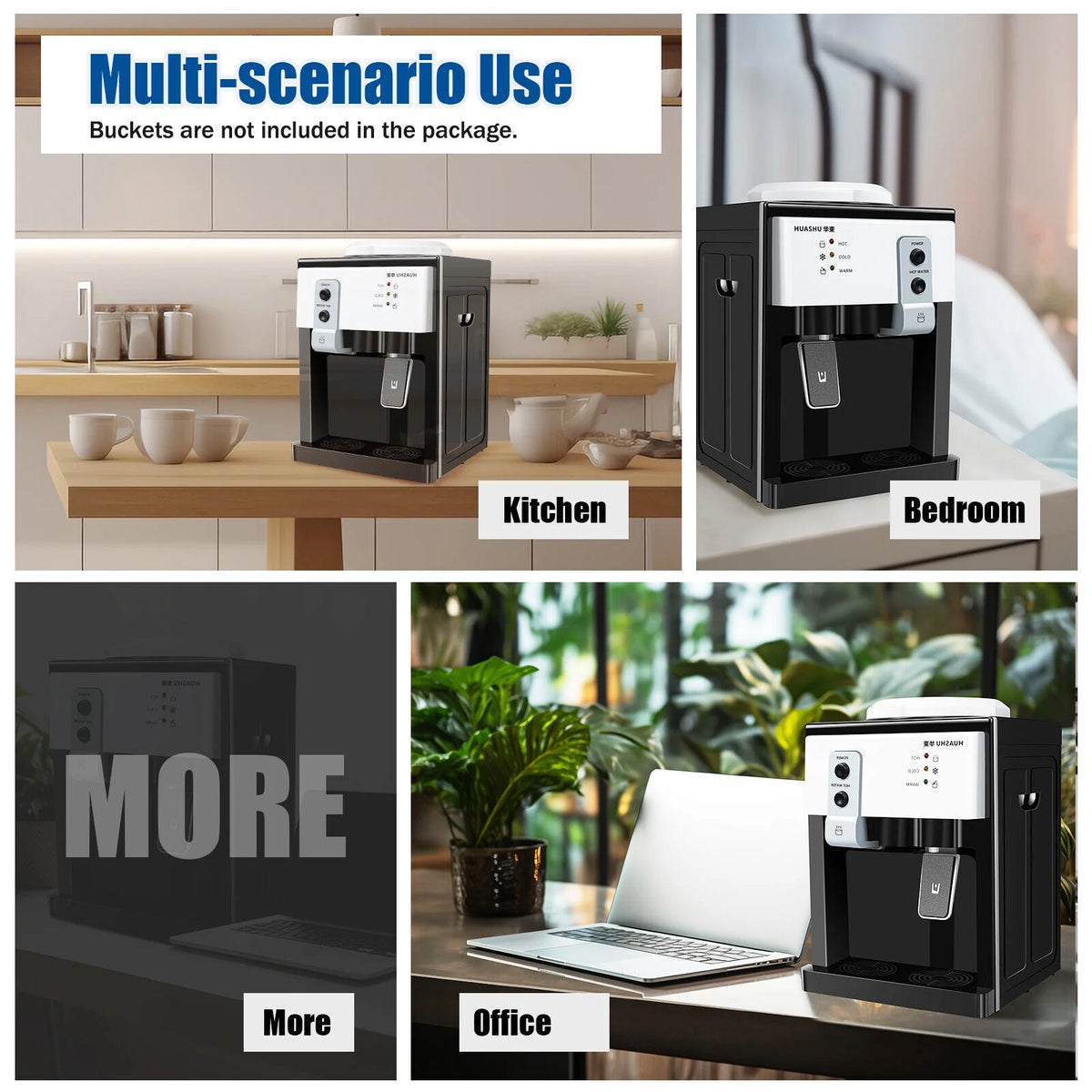 Top Loading Water Cooler Water Dispenser, 3 Temperature Settings, Black G382460