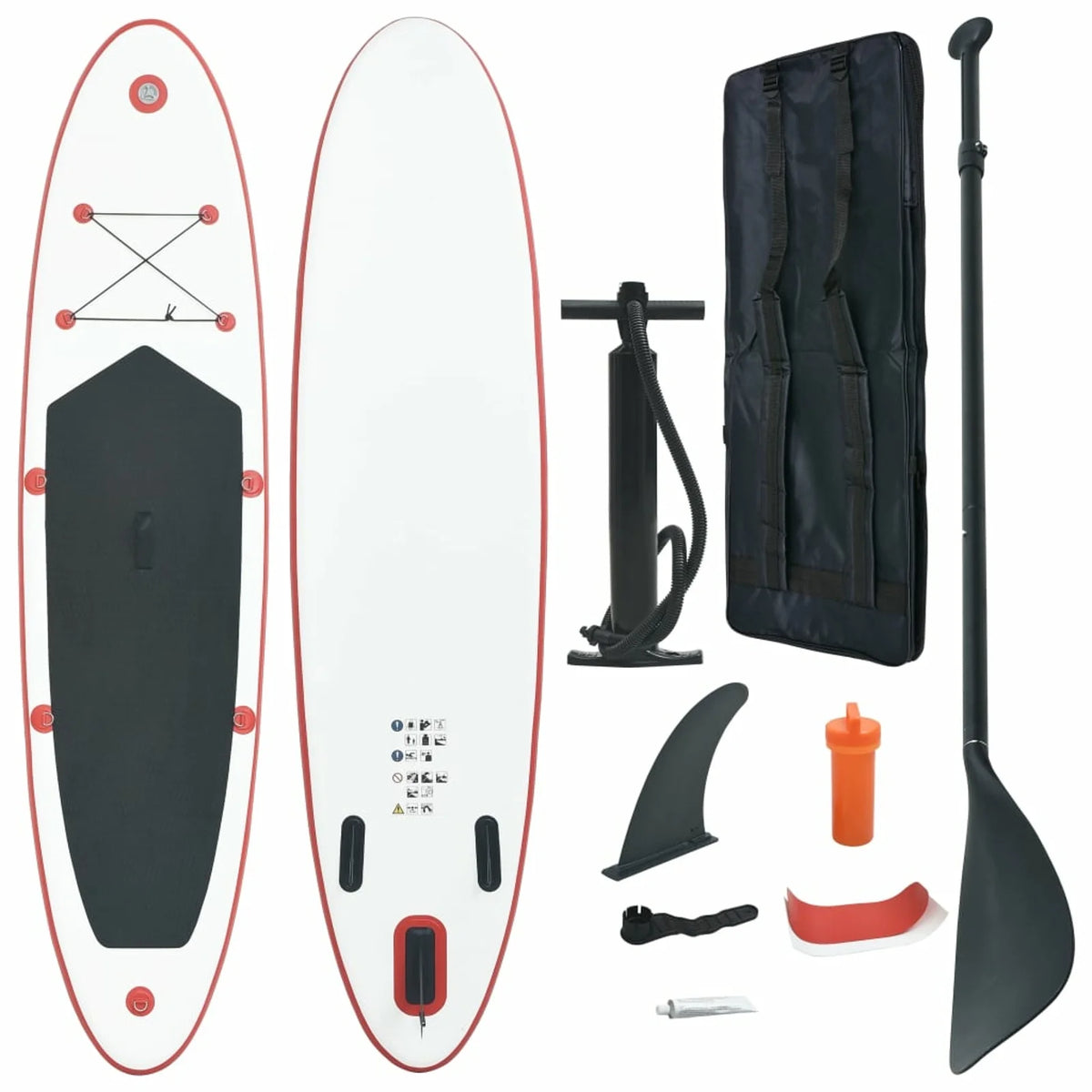 Inflatable Paddle Board Set with Oar, Fin, Hand Pump, Repair Kit and Carrying Bag V622