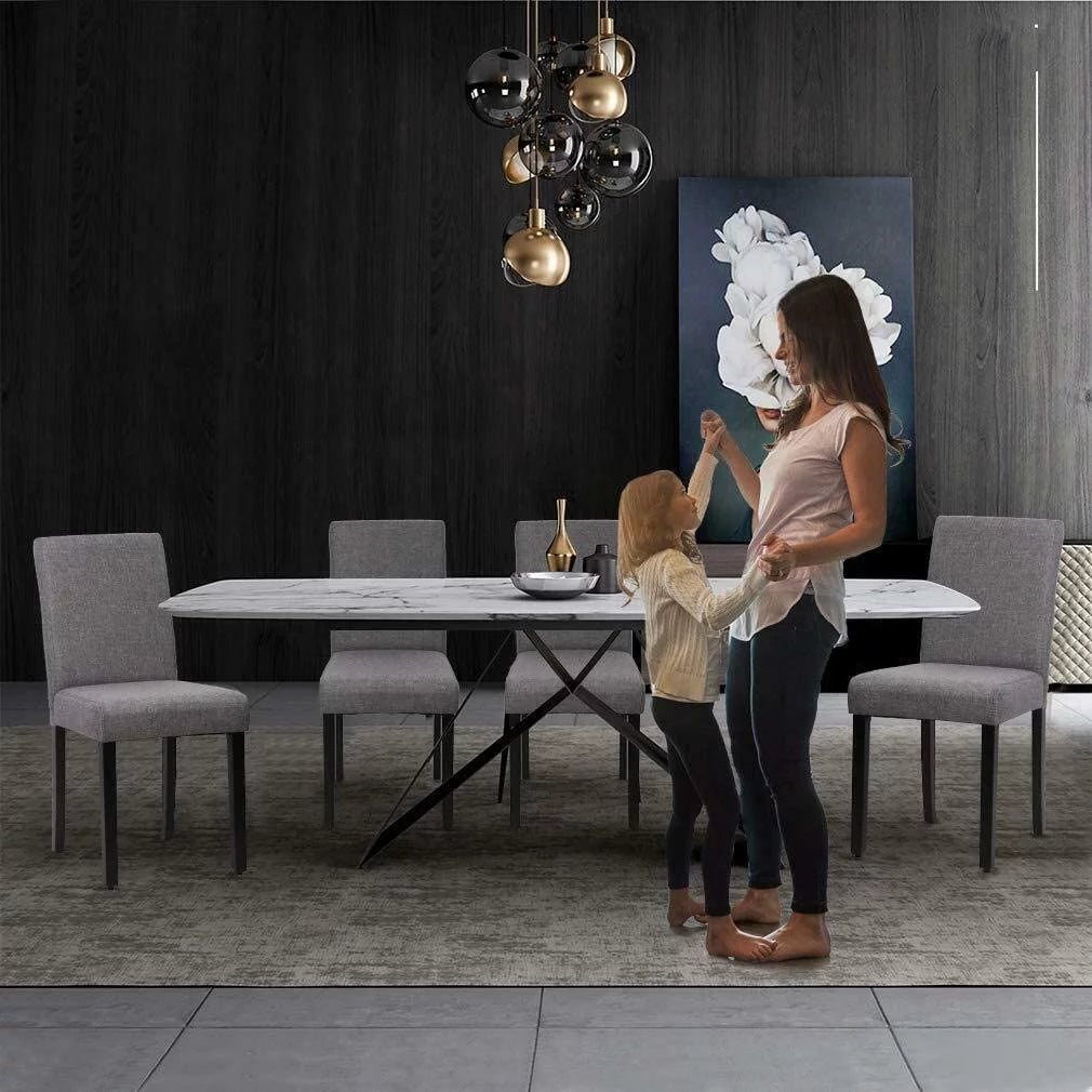 Gray Set of 4 Fabric Padded Dining Chairs with Solid Wooden Legs B186788