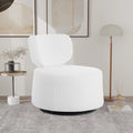 White Round Plush Upholstered Swivel Chair N41244