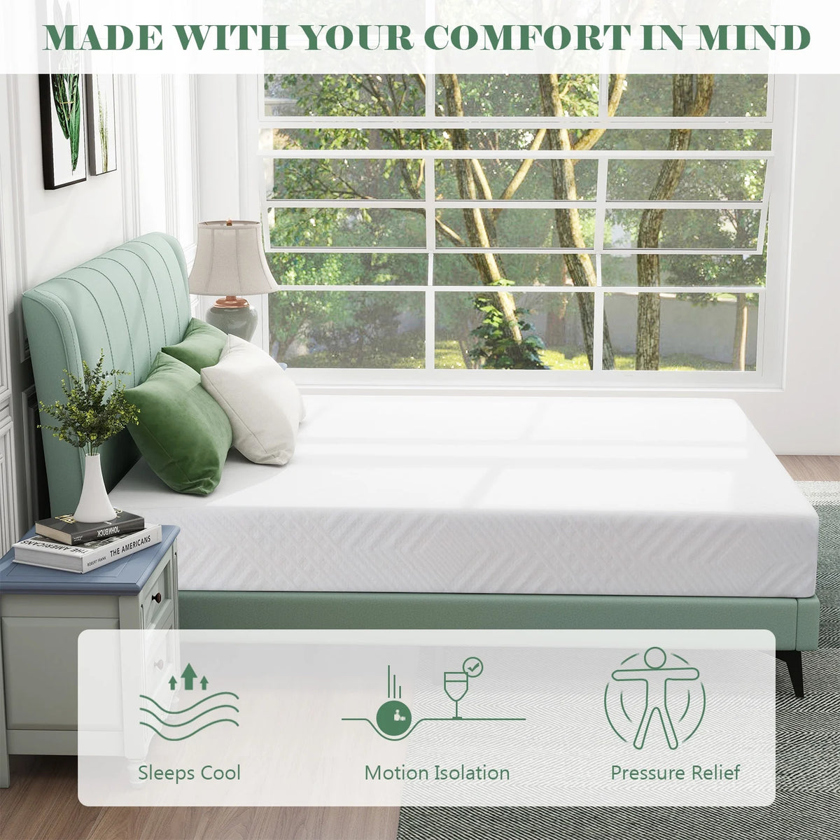 Queen Cooling Gel Memory Foam Medium Firm Mattress P7601