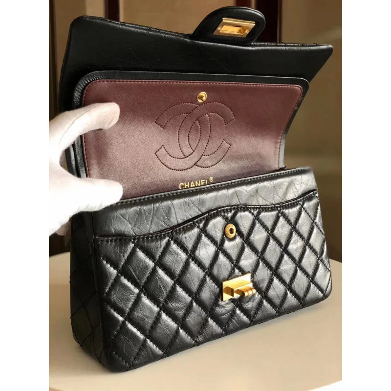Aged Calfskin Leather Flap Bag B28209