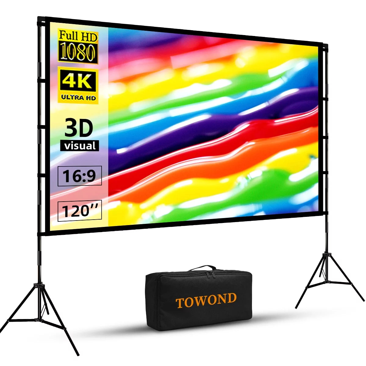 120inch 16:9 4K Projector Screen with Stand and Carry Bag G998583