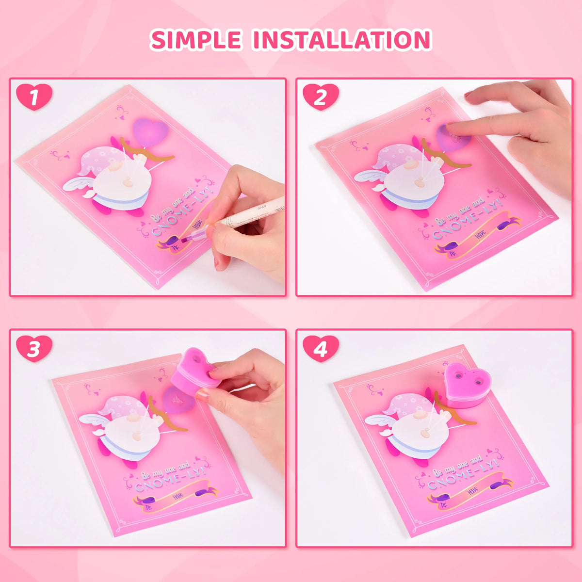 28Pcs Valentine Heart Butter Slime with Gnome Cards W284575