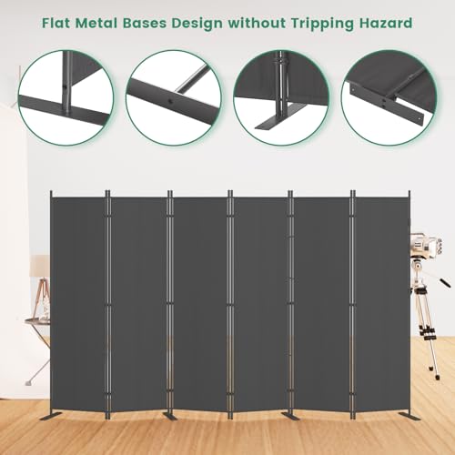 8-Panel 6 ft Tall Indoor Folding Room Divider, Dark Grey U207