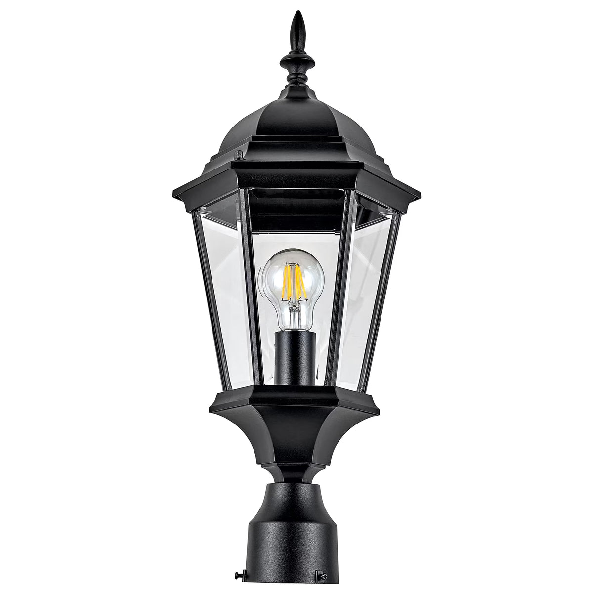 Textured Black Outdoor Post Top Light with Clear Glass V968