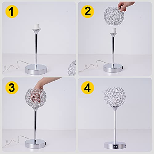 3-Way Dimmable Touch Control Table Lamp with 2 USB Charging Ports Y8575