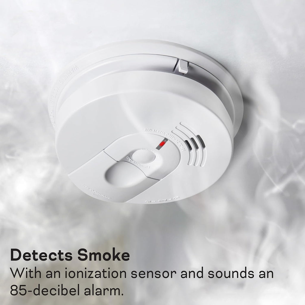 White AC Hardwired Smoke Detector Alarm with 9V Back up and Front Load Battery Door R615