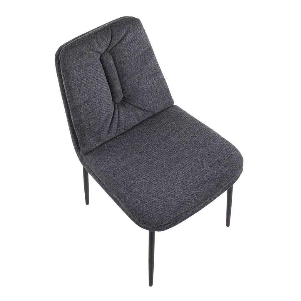 Cream Fabric and Black Steel Dining Chair Set of 2 Q45245