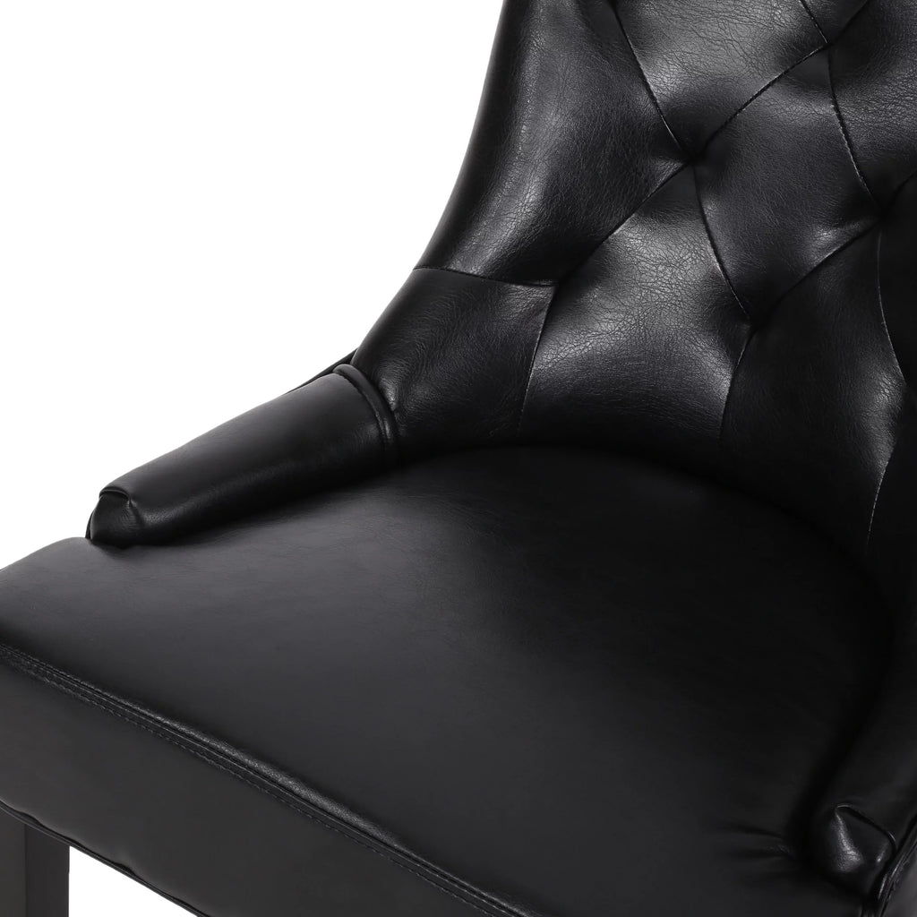 Faux Leather Dining Chairs, Set of 2, Midnight Black T270