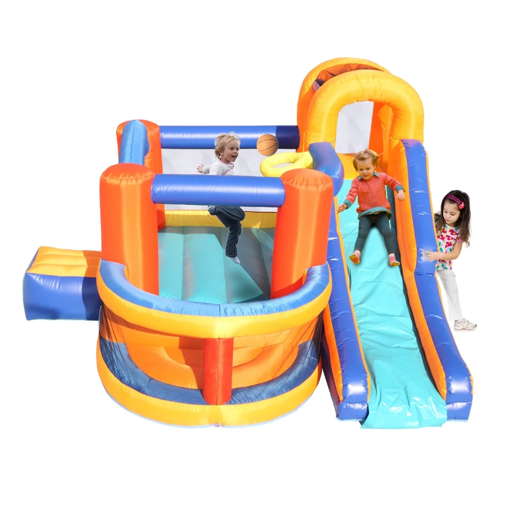 Inflatable Bounce House Slide Bouncer with Basketball Hoop Climbing Wall E1818