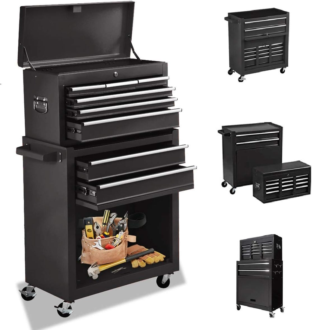 Orange 8 Drawer Rolling Tool Chest with Lockable Drawers P4664