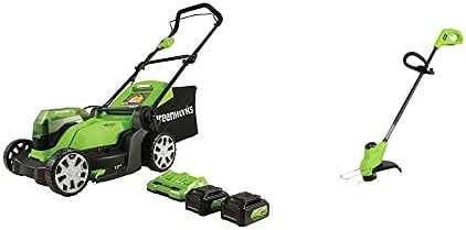 2 x 24V 17" Cordless Lawn Mower with 4.0Ah Batteries and Dual Port Rapid Charger G180037