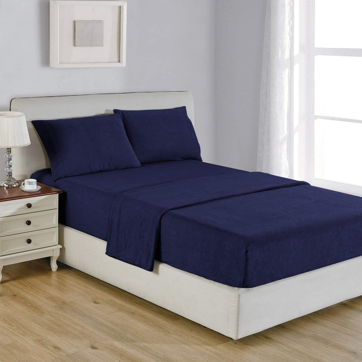 Leopard Full Polar Fleece Microfiber Bed Sheet Set, 4 Pcs E784