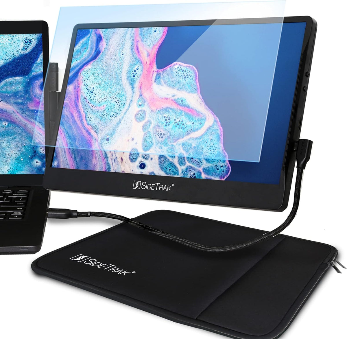 Attachable Portable Monitor for Laptop 12.5” FHD IPS Dual Screen with 13” Protective Case D9817