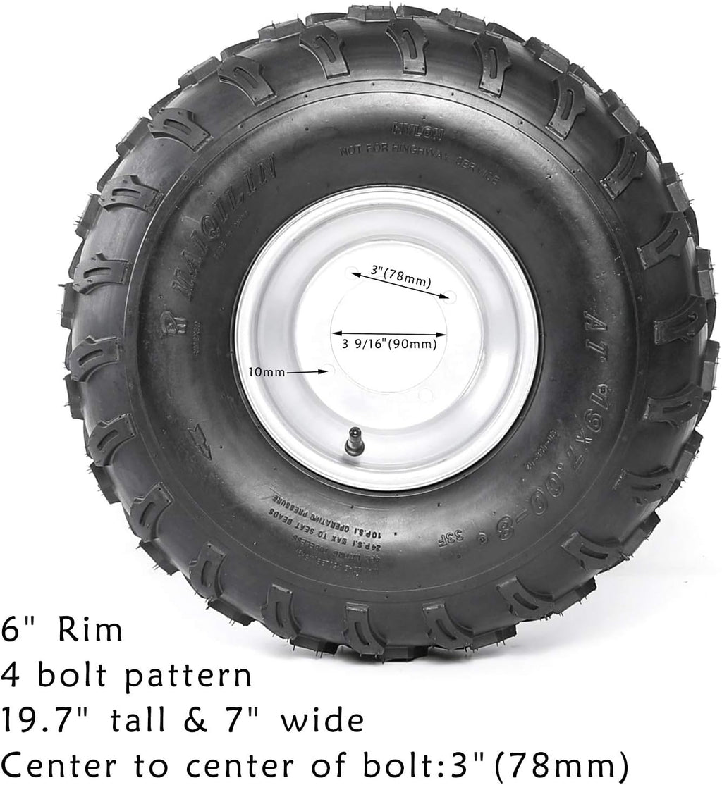 2Pcs 19x7-8 Front and 2Pcs 18X9.5-8 Rear Tubeless Wheel Tire With Rim for ATV Z851105