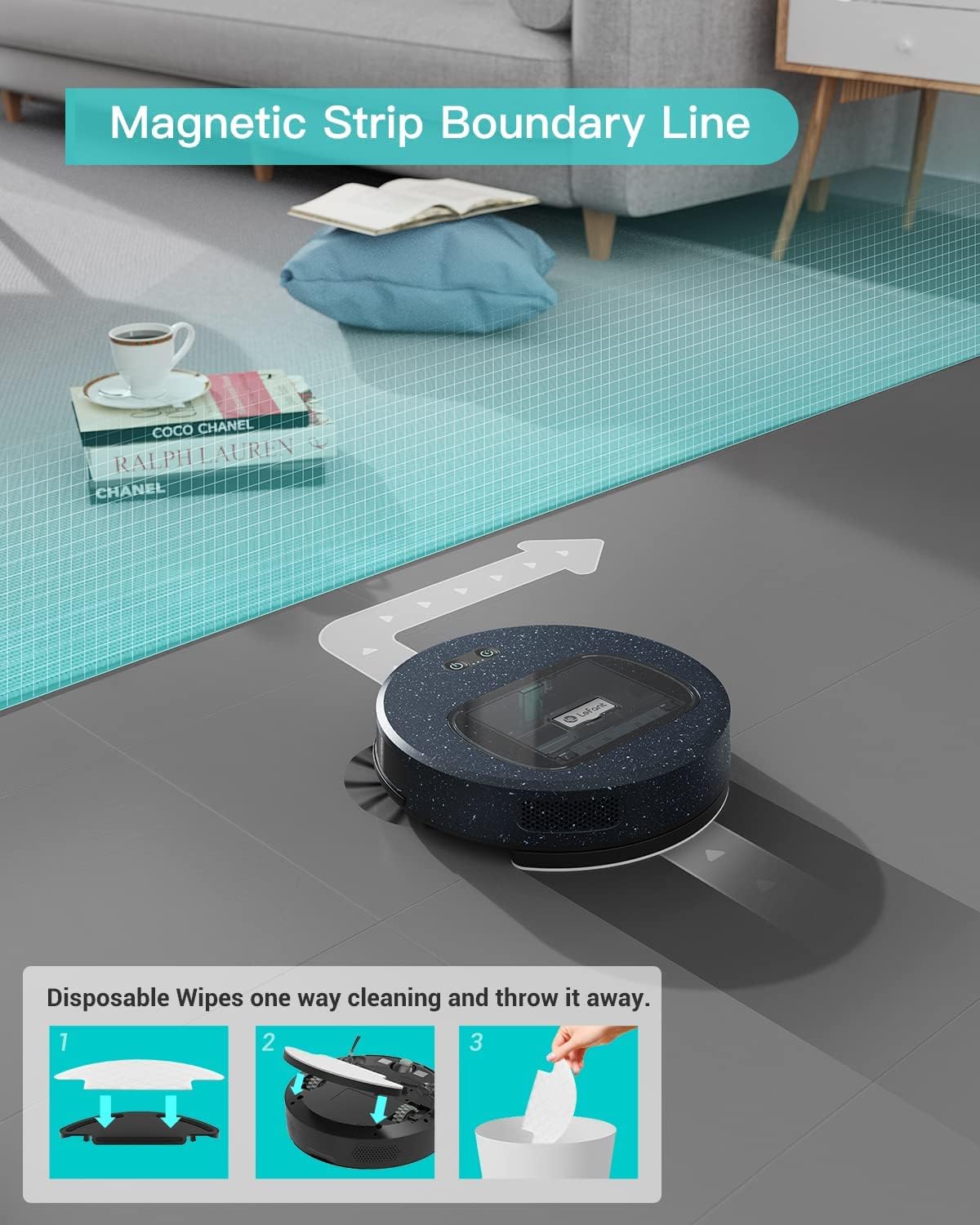 Slim Robot Vacuum with 4000Pa Suction, 200 Mins Runtime, 600ml Dust Bin D59910