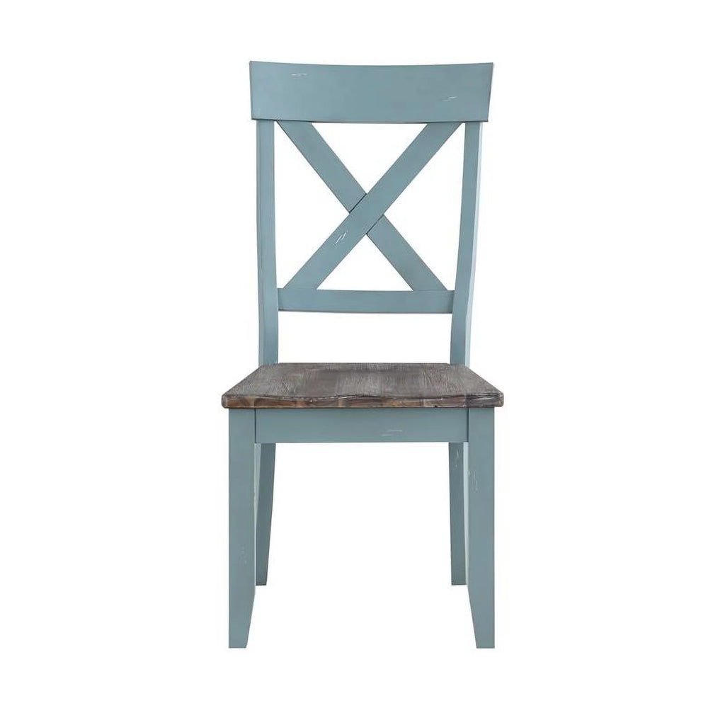Blue Wood Crossback Dining Chairs Set of 2 K88050