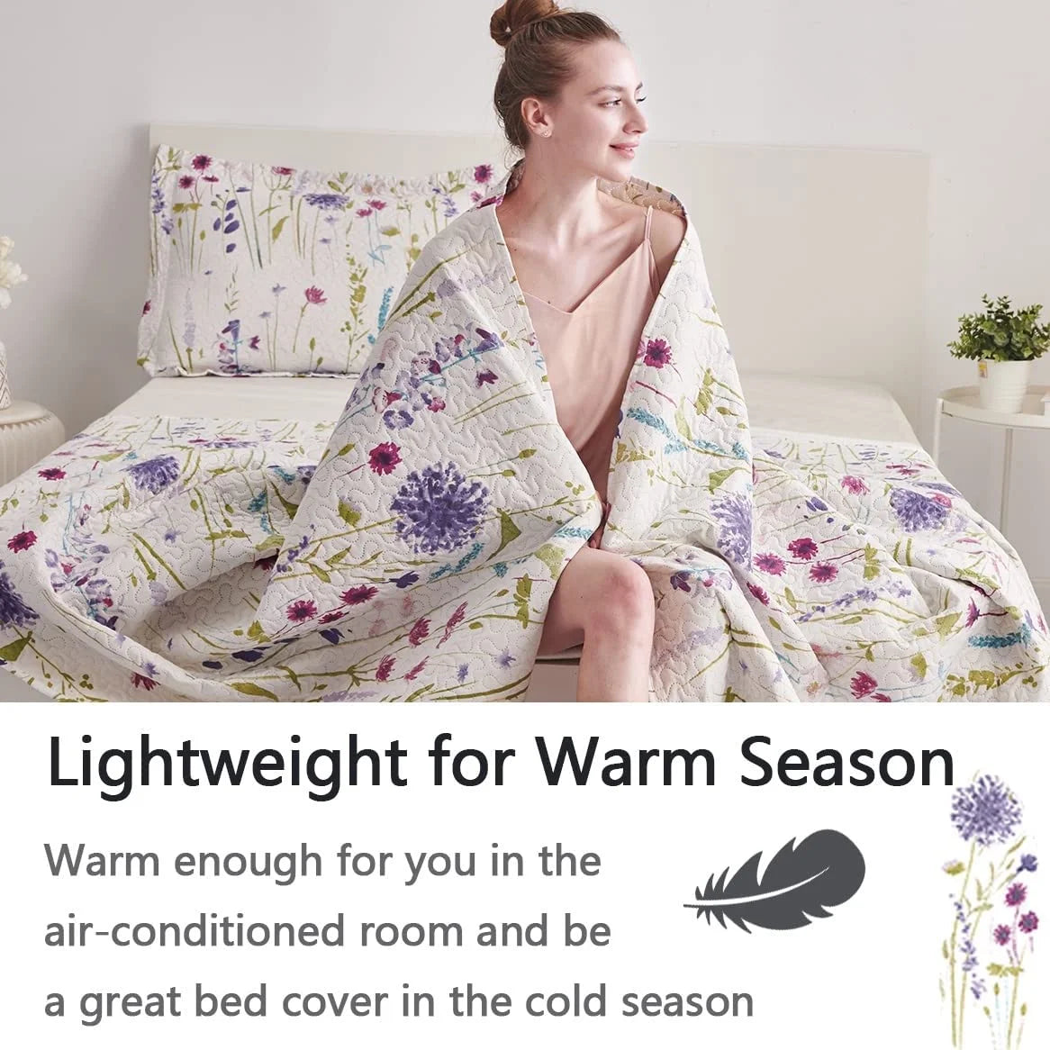Floral Queen Bedding Microfiber Bedspread Set N674