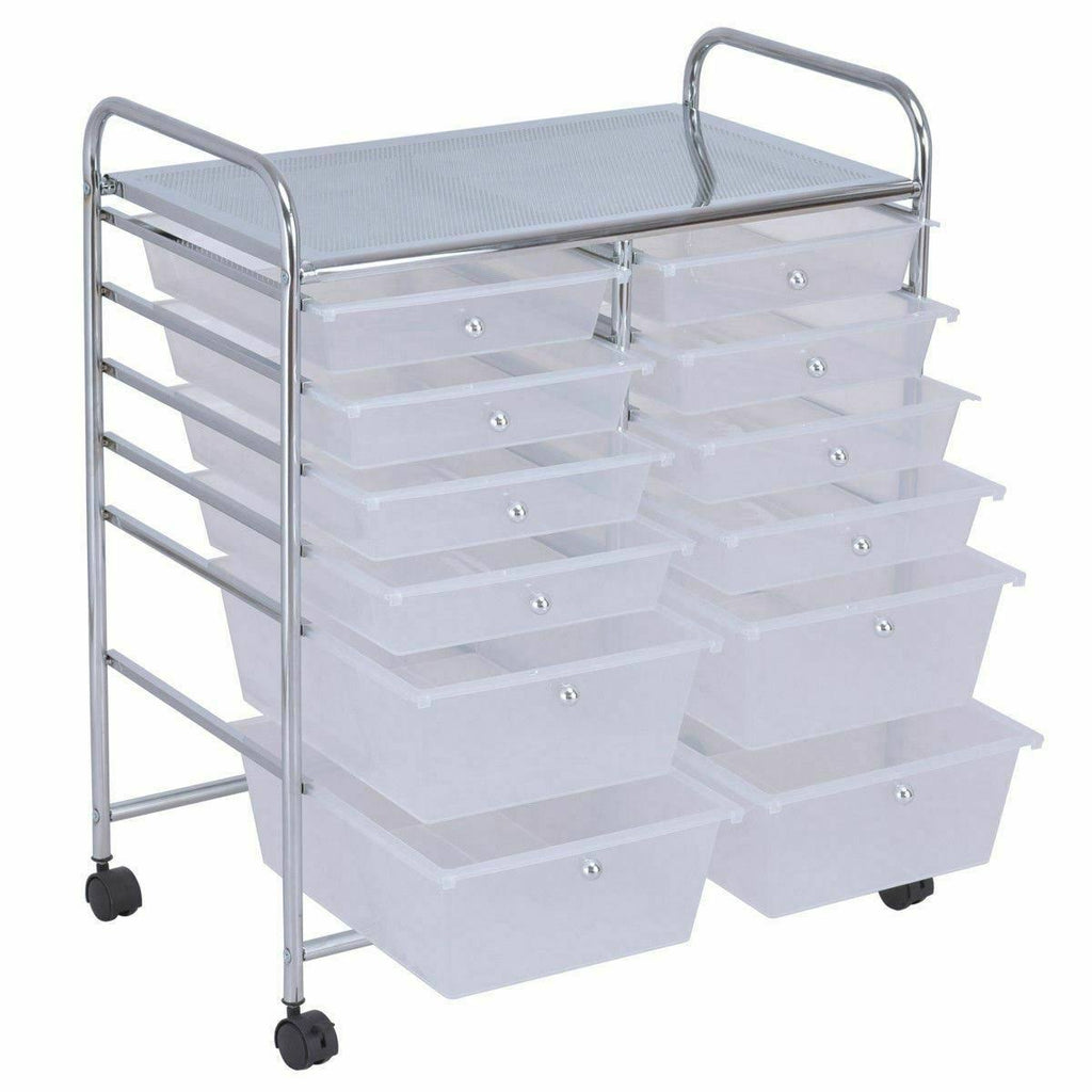 Rolling Cart 12 Storage Drawer Organizer Bins E446