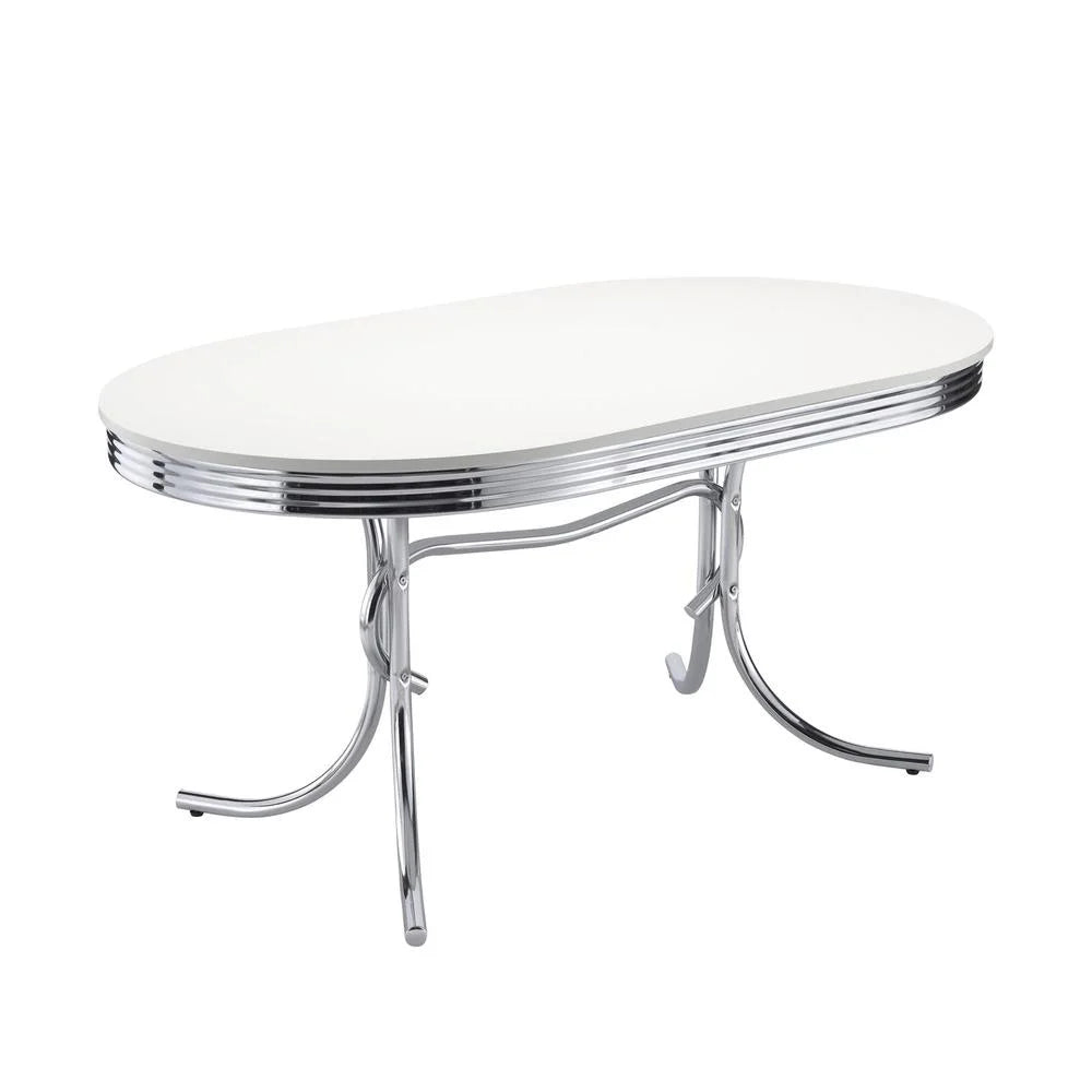 Chrome and Black 5-Piece Metal Oval Dining Set C30022