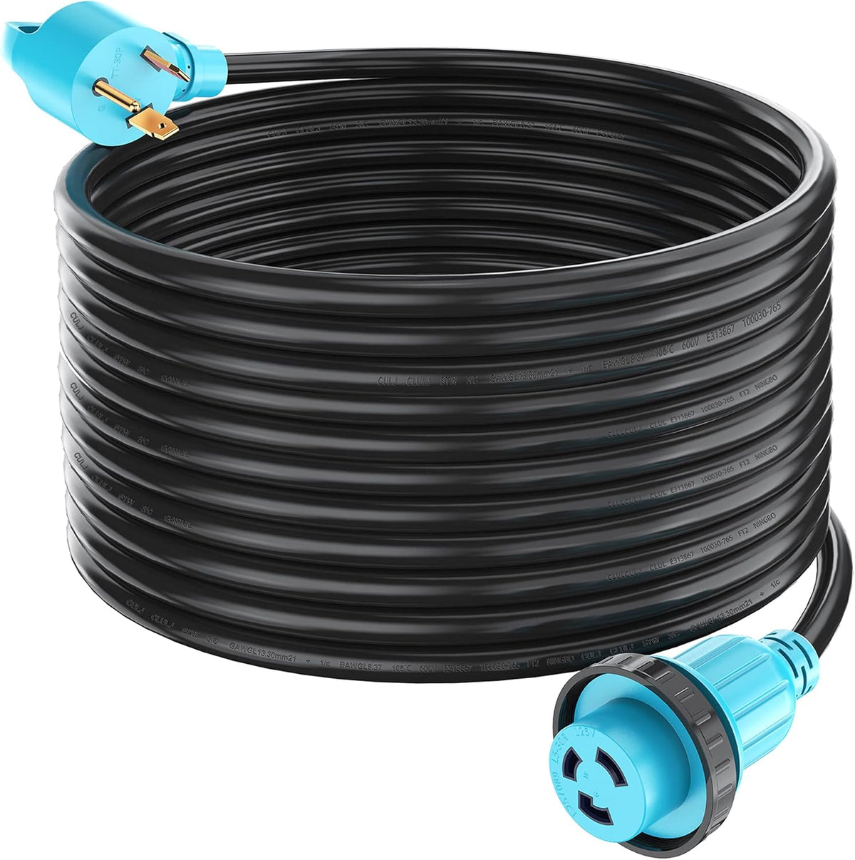 50 Amp 50 Feet RV/Generator Cord with Locking Connector, 6/3+8/1 Gauge STW Wire O555