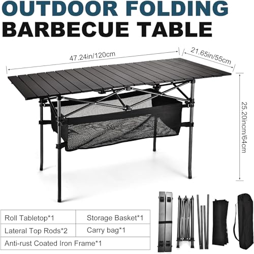 Lightweight Aluminum Folding Camping Table with Carrying Bag S871