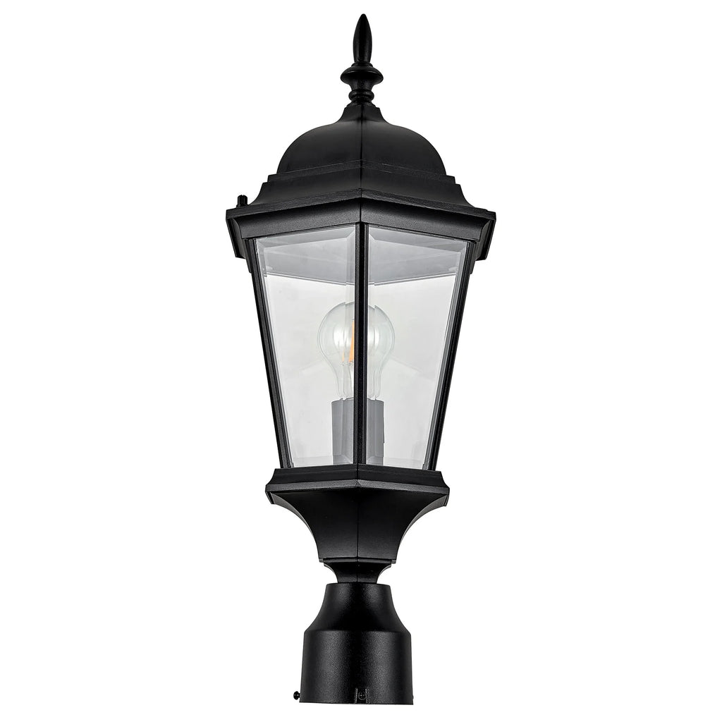 Textured Black Outdoor Post Top Light with Clear Glass V968