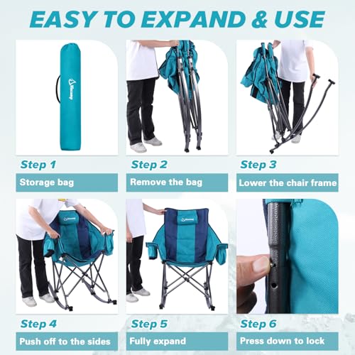 Oversized Padded Rocking Camping Chair with Cooler Bag R636407