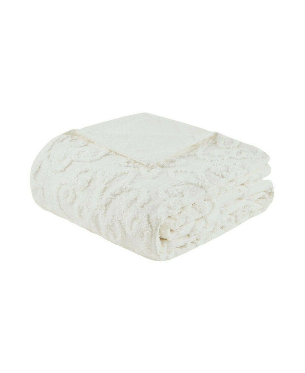 3 Piece Tufted Cotton Chenille Duvet Cover Set White King/Cal King C498413