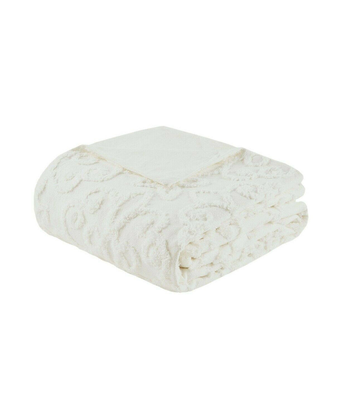 3 Piece Tufted Cotton Chenille Duvet Cover Set White King/Cal King C498413