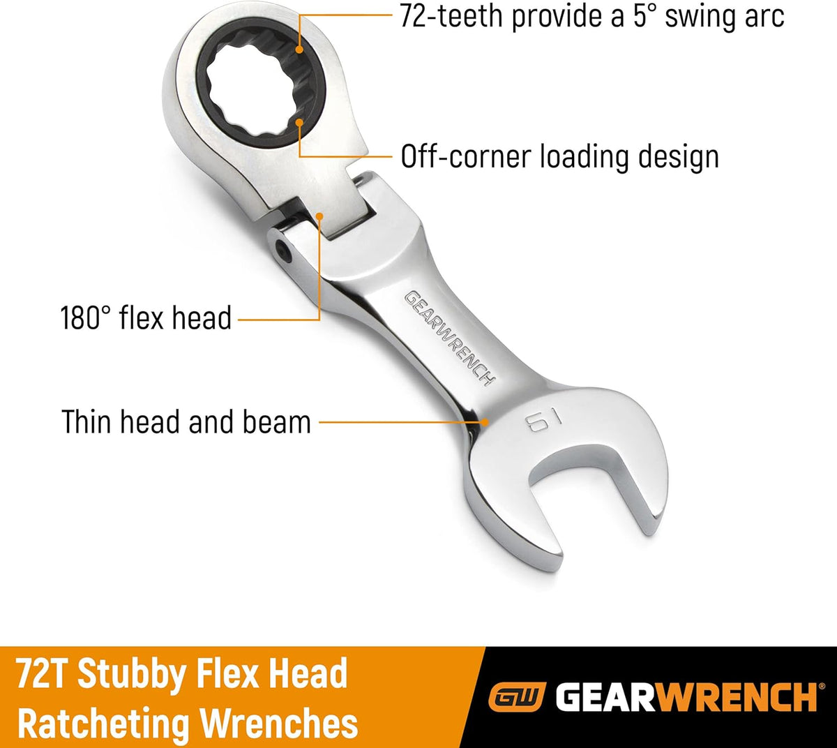 7 Pc. Stubby Flex Head Ratcheting Combination Wrench Set N20698