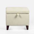 White Square Fabric Storage Ottoman J1499