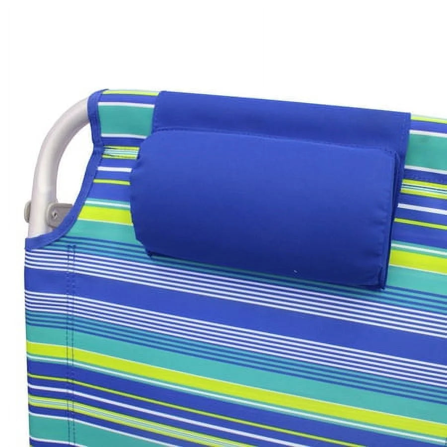2-Pack Lay-Flat Backpack Chair Blue & Green Stripe M963