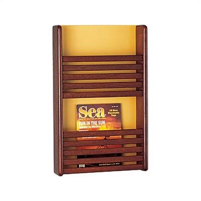 2 Pocket Magazine Rack with Front Slats, Brown P45383