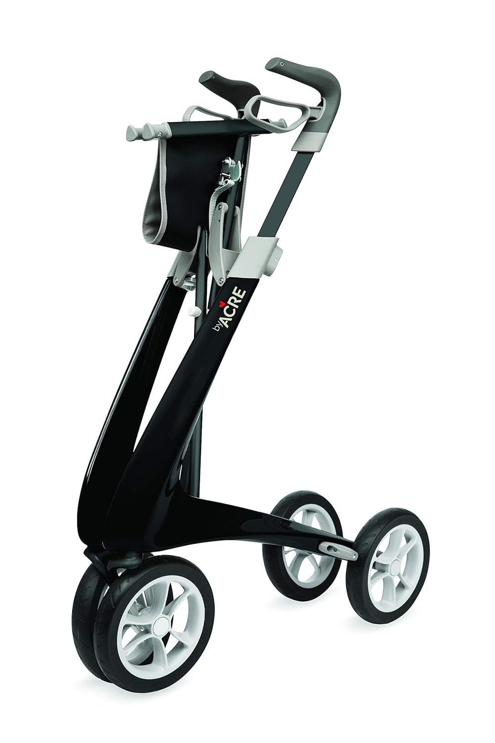 Black Carbon Ultralight Rollator Walker with Organizer Bag, Wide Track, 18.5" x 24" Seat Z862205