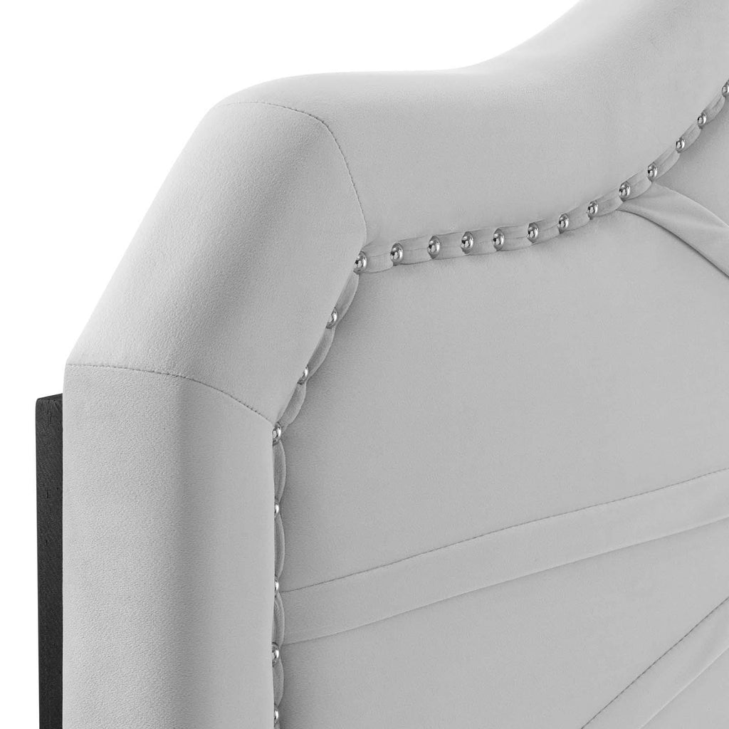 Light Gray Pleated Performance Velvet Full/Queen Headboard T939456