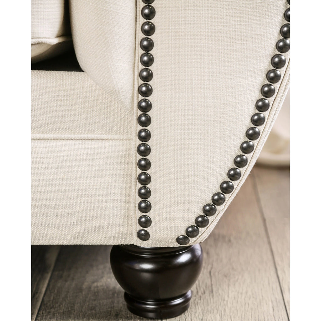 Beige Fabric Upholstered Sofa E5012