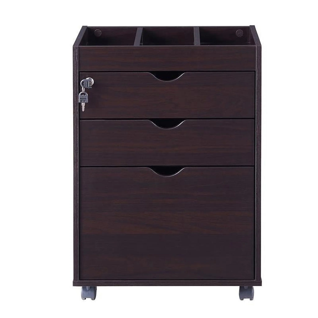 Cappuccino 3-Drawer Wood File Cabinet M655483