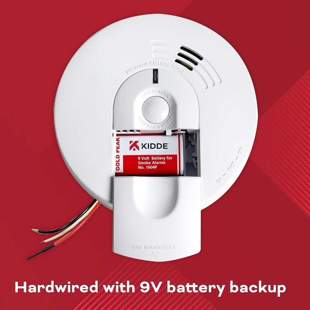 White AC Hardwired Smoke Detector Alarm with 9V Back up and Front Load Battery Door R615