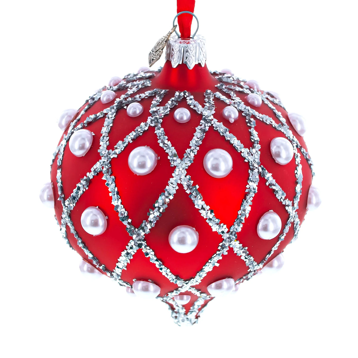 Red Glass Onion Finial Christmas Ornament M526973